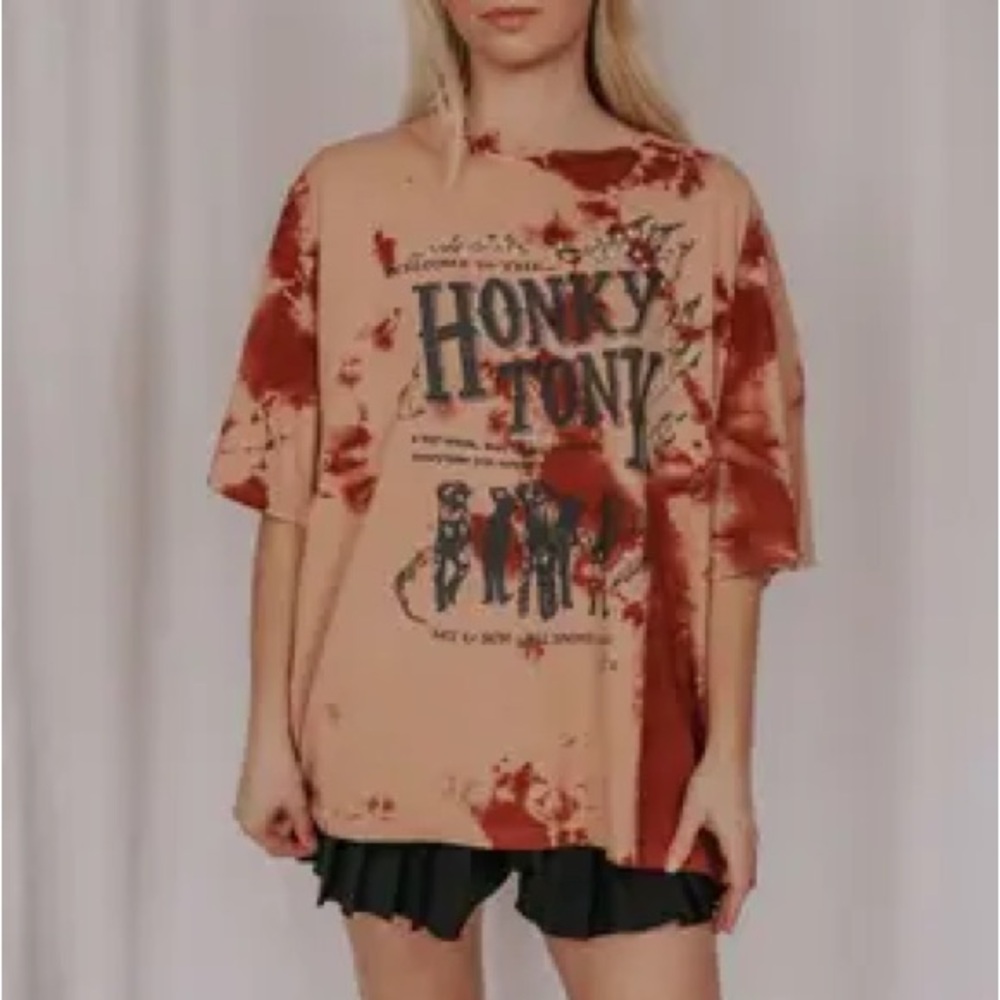 DAYDREAMER Honky Tonk OS Cloud Wash Graphic Tee in Sable
